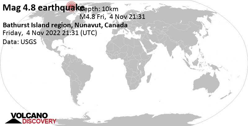 Μέγεθος 4.8 - Καναδάς, Παρ,  4 Νοε 2022 15:31 (GMT -6)
