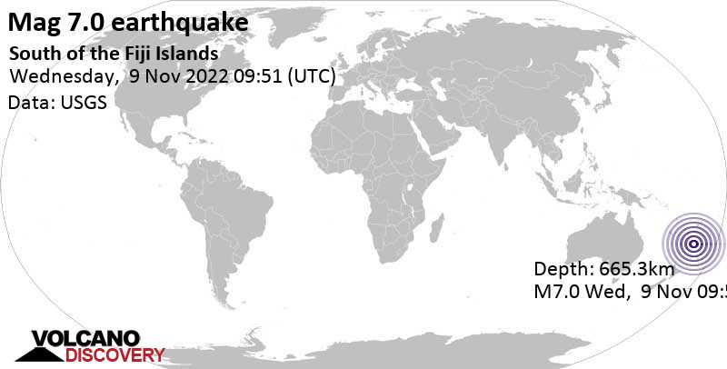 7.0 quake South Pacific Ocean Nov 9, 2022 9:51 pm (GMT +12)