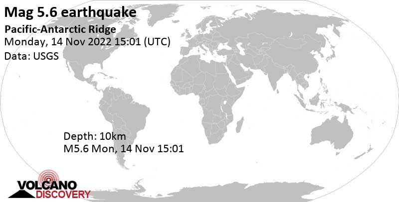 Μέγεθος 5.5 - South Pacific Ocean, Δευ, 14 Νοε 2022 04:01 (GMT -11)