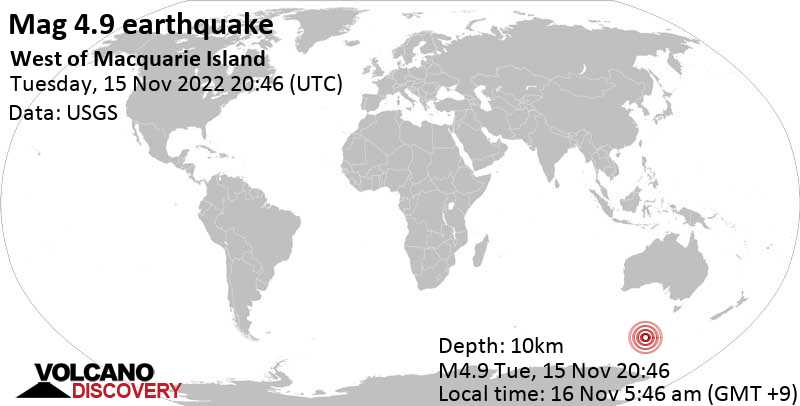4.9 quake Indian Ocean Nov 16, 2022 5:46 am (GMT +9)