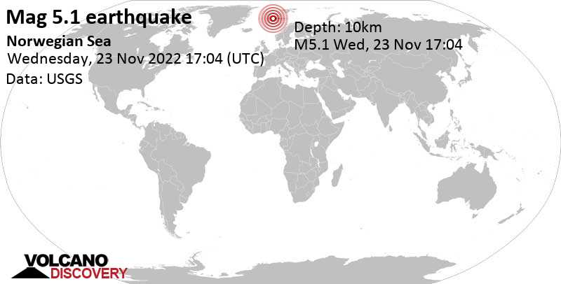 5.1 quake Norwegian Sea Nov 23, 2022 5:04 pm (GMT +0)