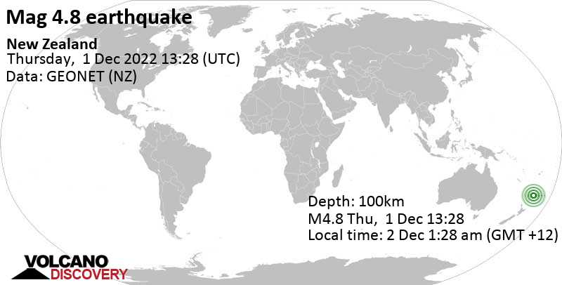 4.8 quake South Pacific Ocean Dec 2, 2022 1:28 am (GMT +12)