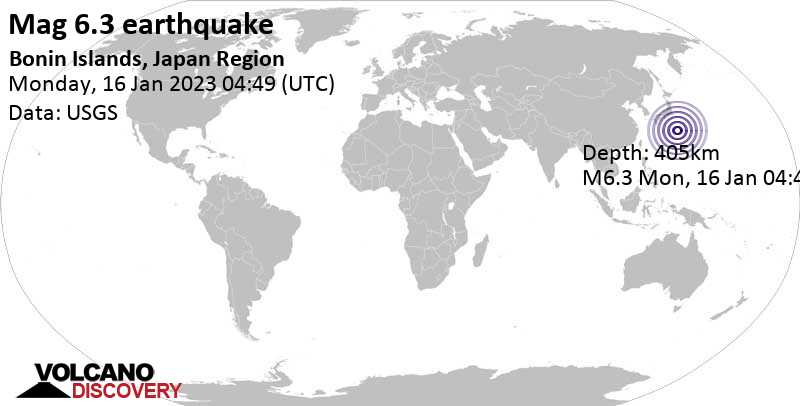 6.3 quake Philippine Sea, Japan, Jan 16, 2023 1:49 pm (GMT +9)