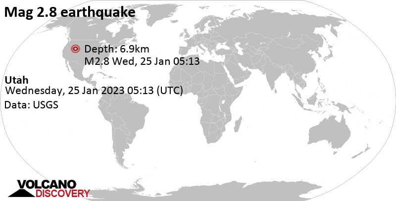 2.8 quake 8.1 mi west of Brigham City, Box Elder County, Utah, USA, Jan 24, 2023 10:13 pm (GMT -7)