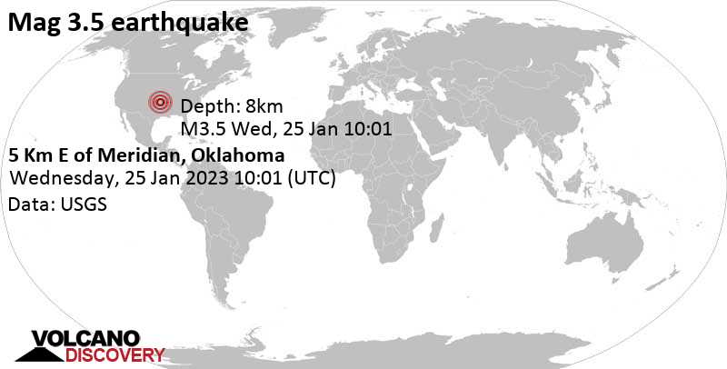3.5 quake 21 mi northeast of Edmond, Oklahoma County, USA, Jan 25, 2023 4:01 am (GMT -6)