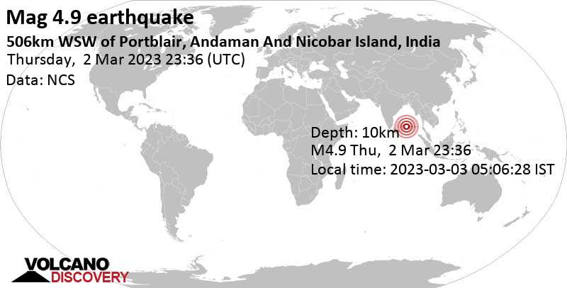 4.9 quake Bay of Bengal Mar 3, 2023 5:36 am (GMT +6)
