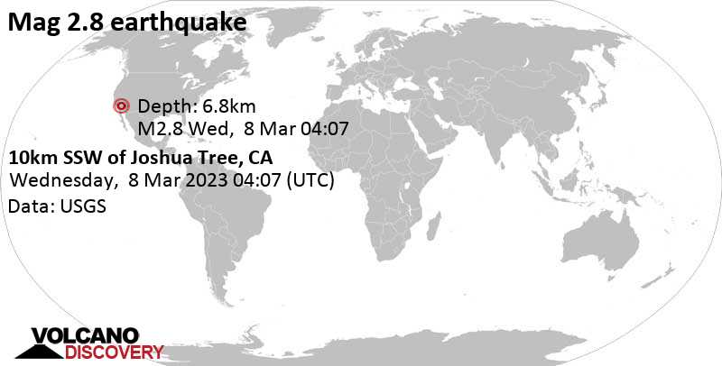 2.8 quake 6.6 mi southeast of Yucca Valley, San Bernardino County, California, USA, Mar 7, 2023 8:07 pm (GMT -8)