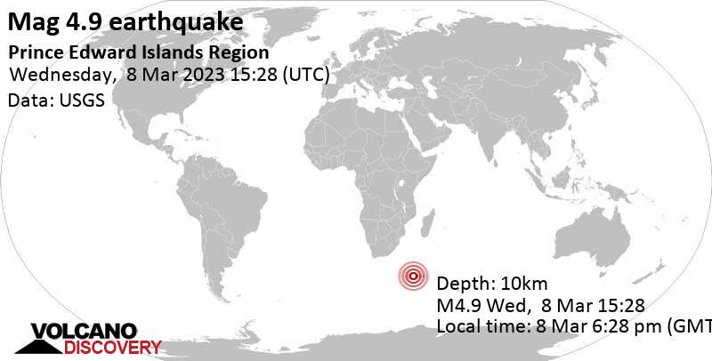 4.9 quake Indian Ocean Mar 8, 2023 6:28 pm (GMT +3)
