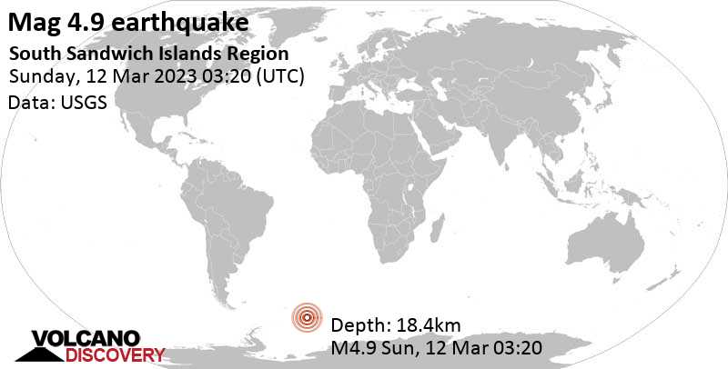 4.7 quake South Atlantic Ocean, South Georgia & South Sandwich Islands, Mar 12, 2023 1:20 am (GMT -2)
