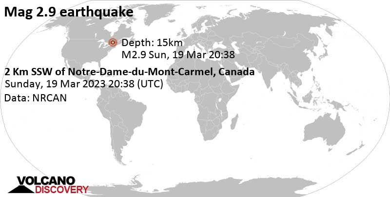 2.5 quake 81 km northeast of Ottawa, Ontario, Canada, Mar 19, 2023 4:38 pm (GMT -4)
