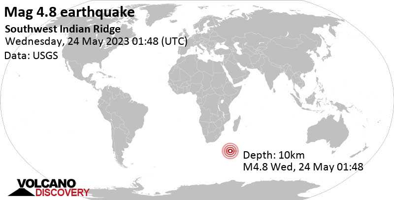 4.8 quake Indian Ocean May 24, 2023 4:48 am (GMT +3)
