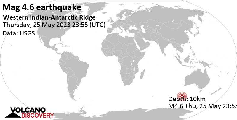 Stärke 4.8 - Indischer Ozean, am Freitag, 26. Mai 2023 um 07:55 Lokalzeit