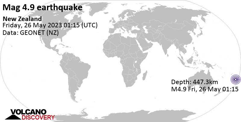Stärke 4.9 - South Pacific Ocean, am Donnerstag, 25. Mai 2023 um 13:15 Lokalzeit