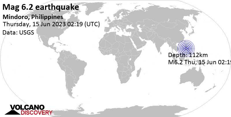 strong mag.  6.2 earthquake – South China Sea, 34 km west of Batangas, Calabarzon, Philippines, on Thursday, June 15, 2023 at 10:19 AM (GMT +8)