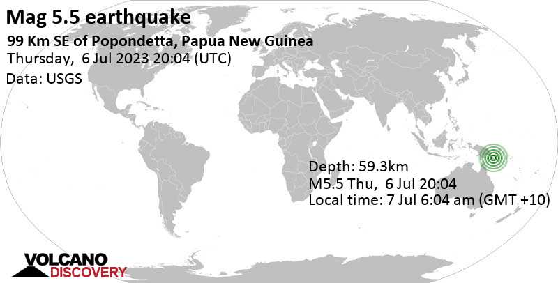 Informasi gempa: mag sedang.  5,5 gempa bumi