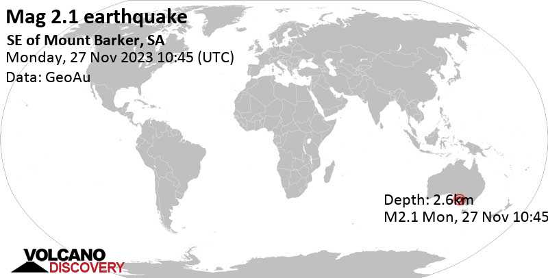 Quake Info Weak Mag. 2.1 Earthquake Mount Barker Australia 43