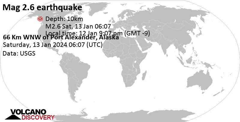 Quake Info: Weak Mag. 2.6 Earthquake - North Pacific Ocean, Sitka