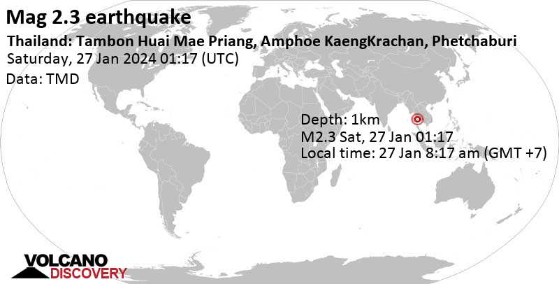 Quake Info Weak Mag. 2.3 Earthquake Thailand 69 km West of Cha