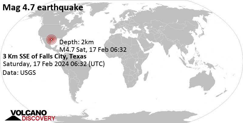 4.7 quake Karnes County, Texas, USA, Feb 17, 2024 12:32 am (Chicago time)