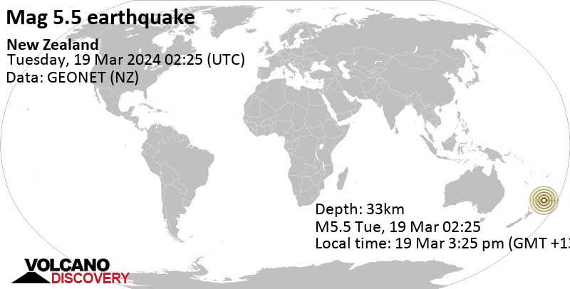 5.5 quake South Pacific Ocean, New Zealand, Mar 19, 2024 03:25 pm (GMT +13)