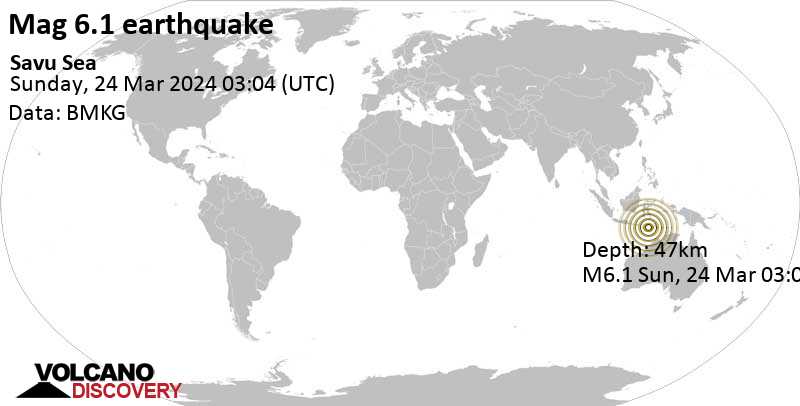 5.8 quake Savu Sea, Indonesia, 82 km north of Havu Island, East Nusa Tenggara, Mar 24, 2024 11:04 am (Makassar time)