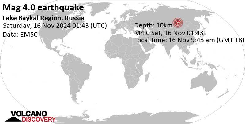 Earthquake in russia today map