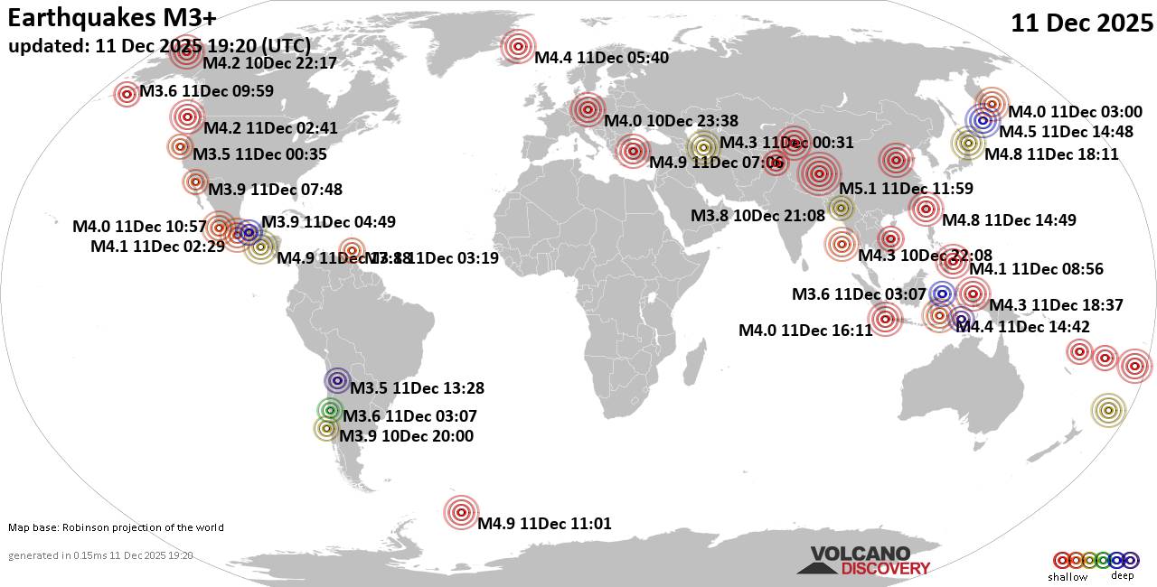 World Earthquake Report for Thursday, 11 December 2025