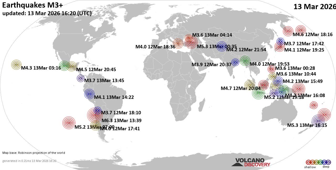 World Earthquake Report for Friday, 13 March 2026