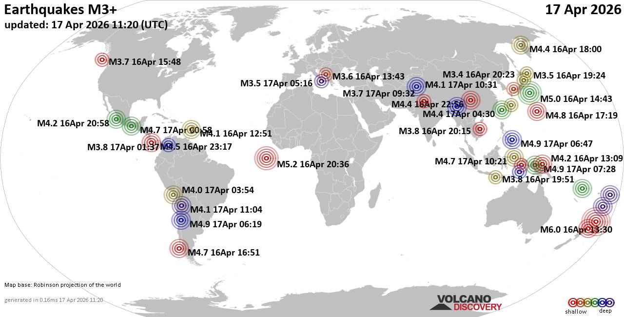 World Earthquake Report for Friday, 17 April 2026