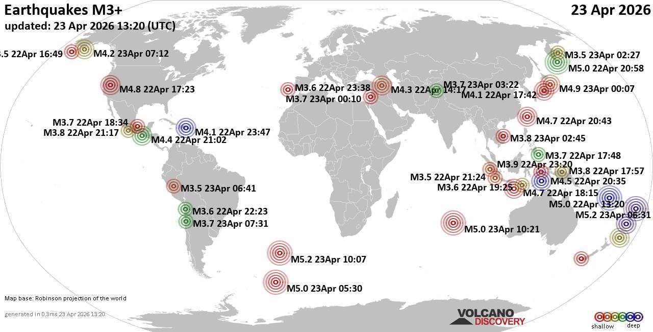 World Earthquake Report for Thursday, 23 April 2026