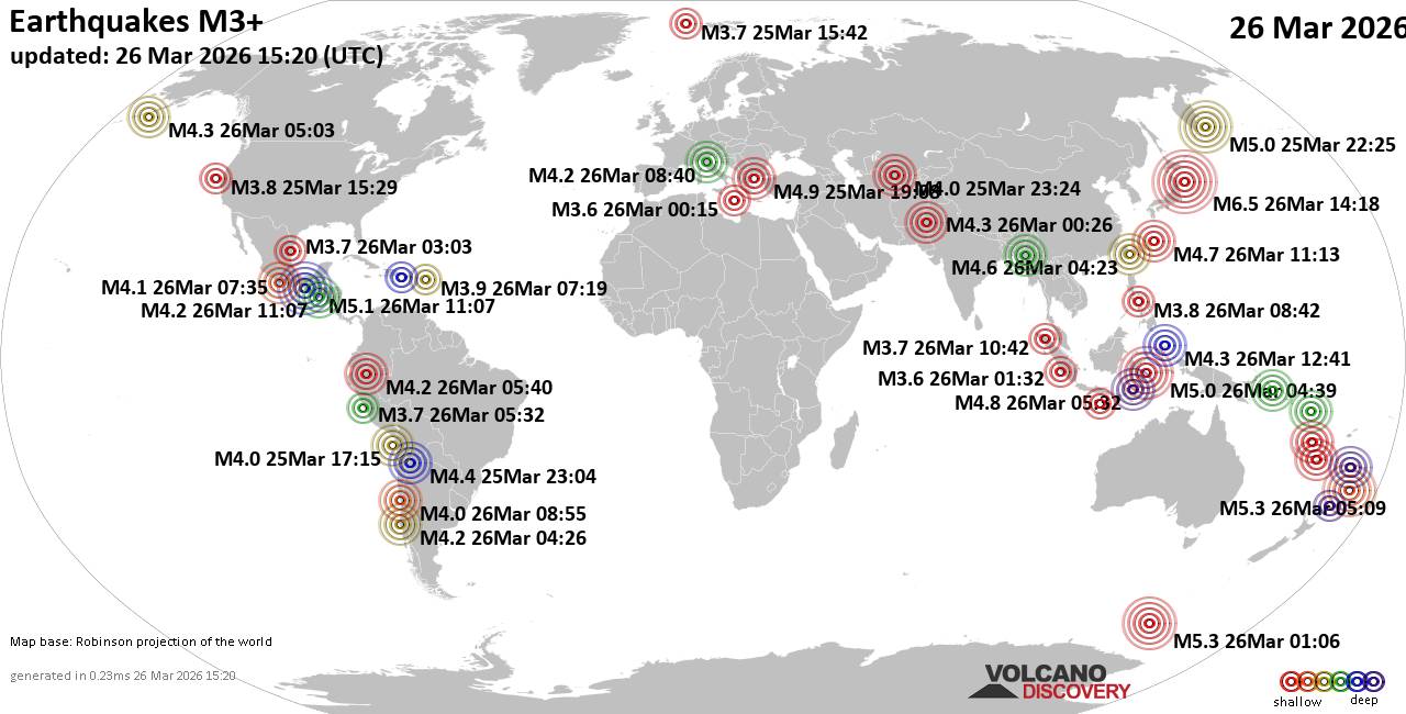 World Earthquake Report for Thursday, 26 March 2026
