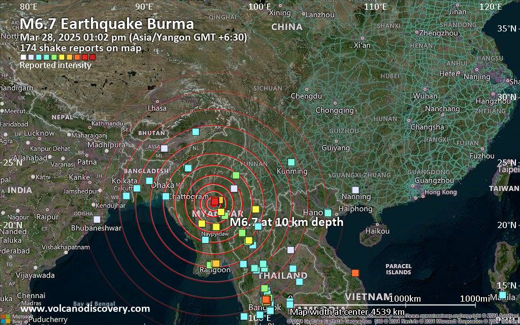 Earthquake yangon map