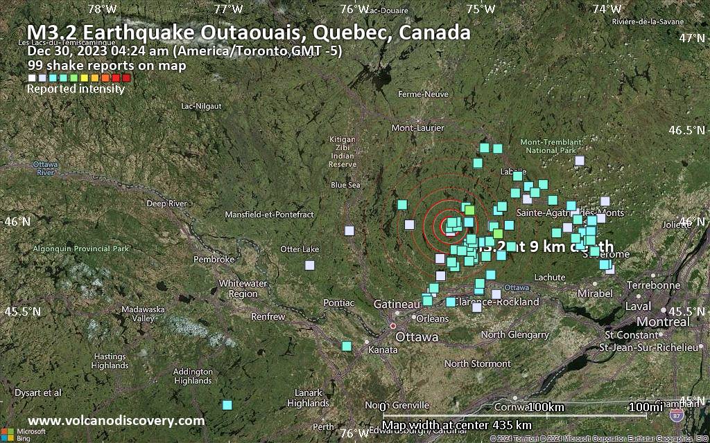 Light Mag 3 2 Earthquake Outaouais - Shakemap Sat 8762179