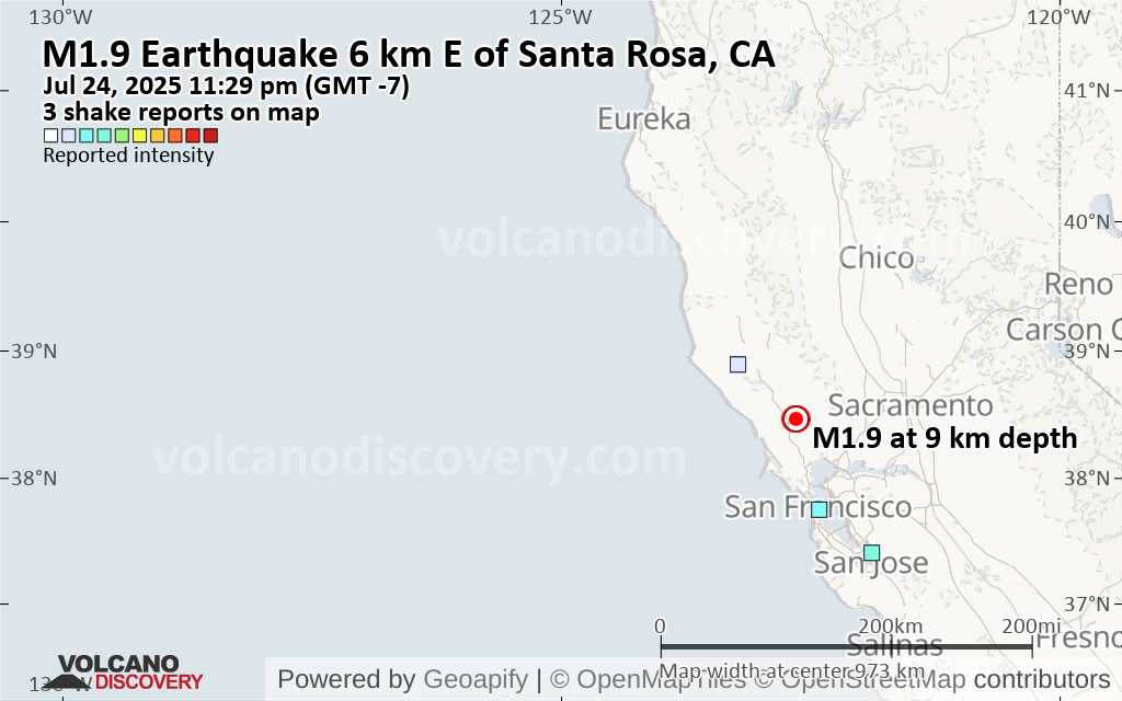 Earthquake map for california