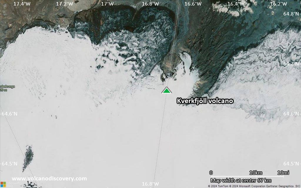 Satellite/aerial-type map of Kverkfjöll volcano (local scale small)