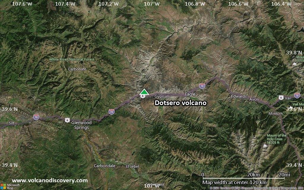 Satellite/aerial-type map of Dotsero volcano (local scale small)