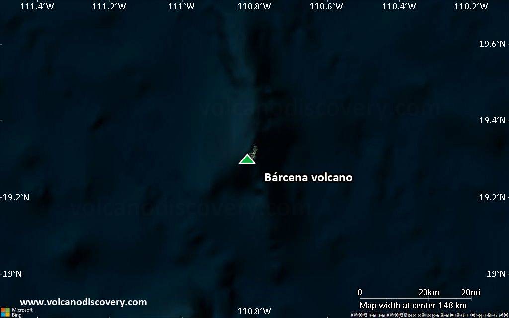 Satellite/aerial-type map of Bárcena volcano (local scale small)