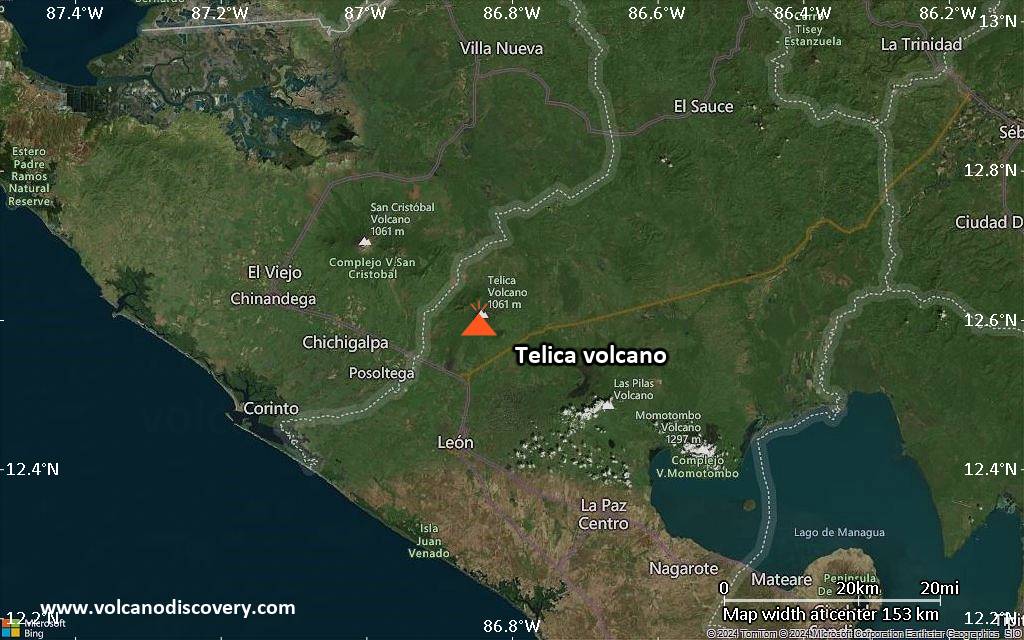 Satellite/aerial-type map of Telica volcano (local scale small)