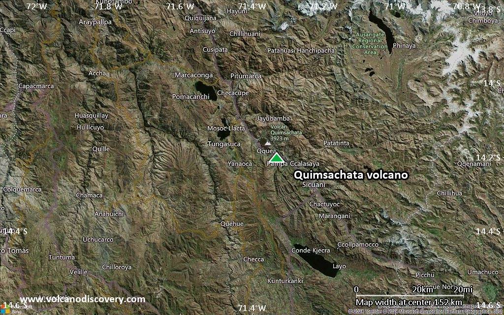 Satellite/aerial-type map of Quimsachata volcano (local scale small)