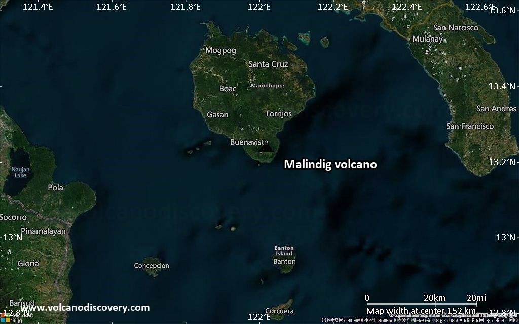 Satellite/aerial-type map of Malindig volcano (local scale small)