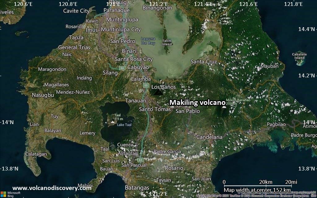 Satellite/aerial-type map of Makiling volcano (local scale small)