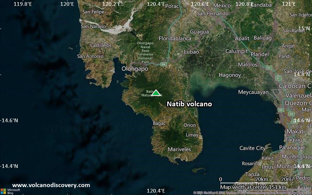 Satellite/aerial-type map of Natib volcano (local scale small)