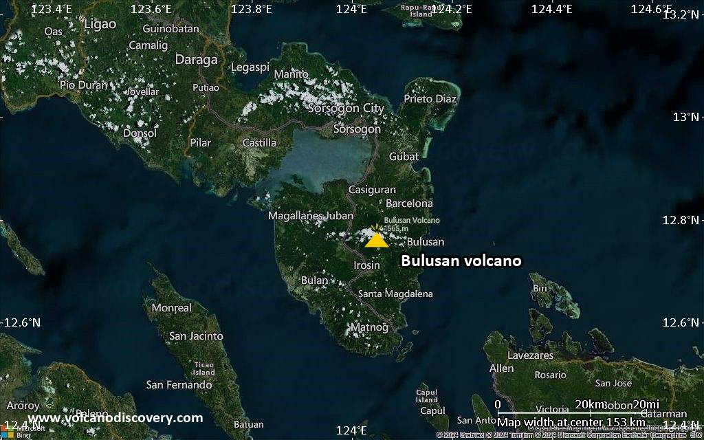Satellite/aerial-type map of Bulusan volcano (local scale small)