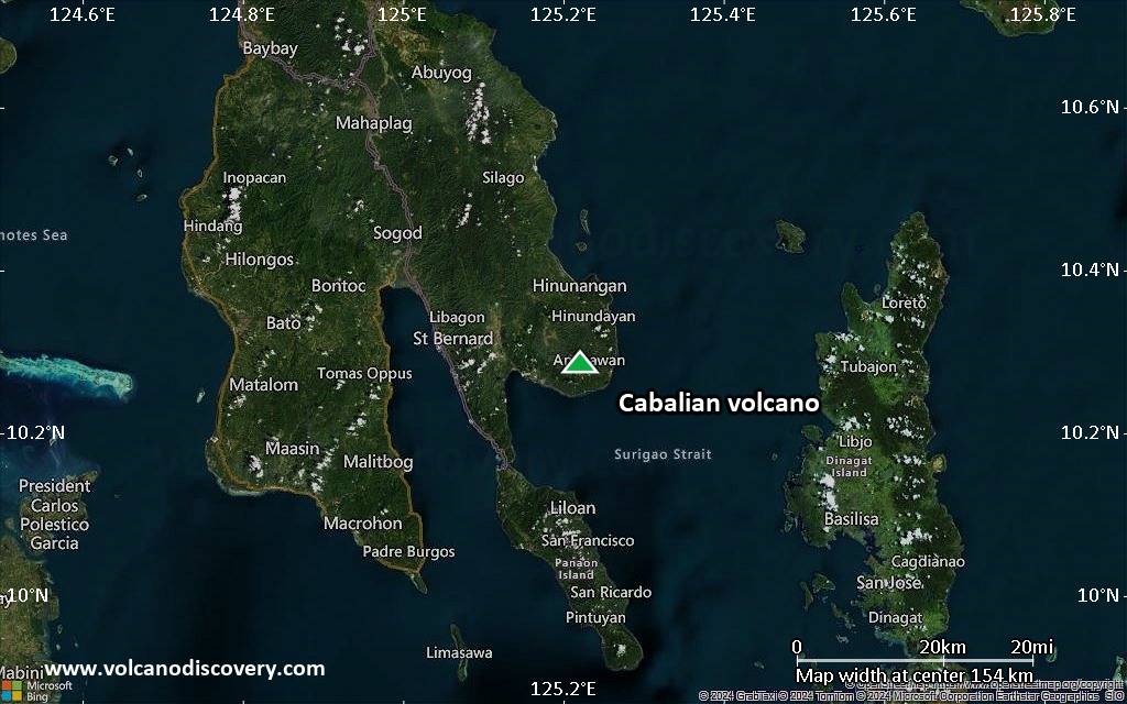 Satellite/aerial-type map of Cabalian volcano (local scale small)