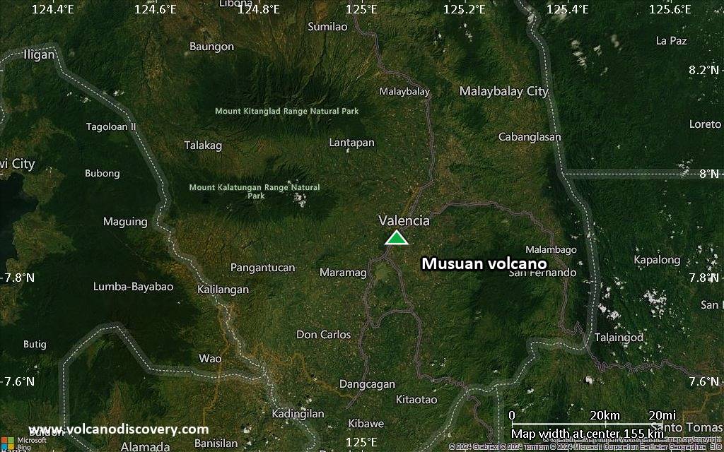Satellite/aerial-type map of Musuan volcano (local scale small)