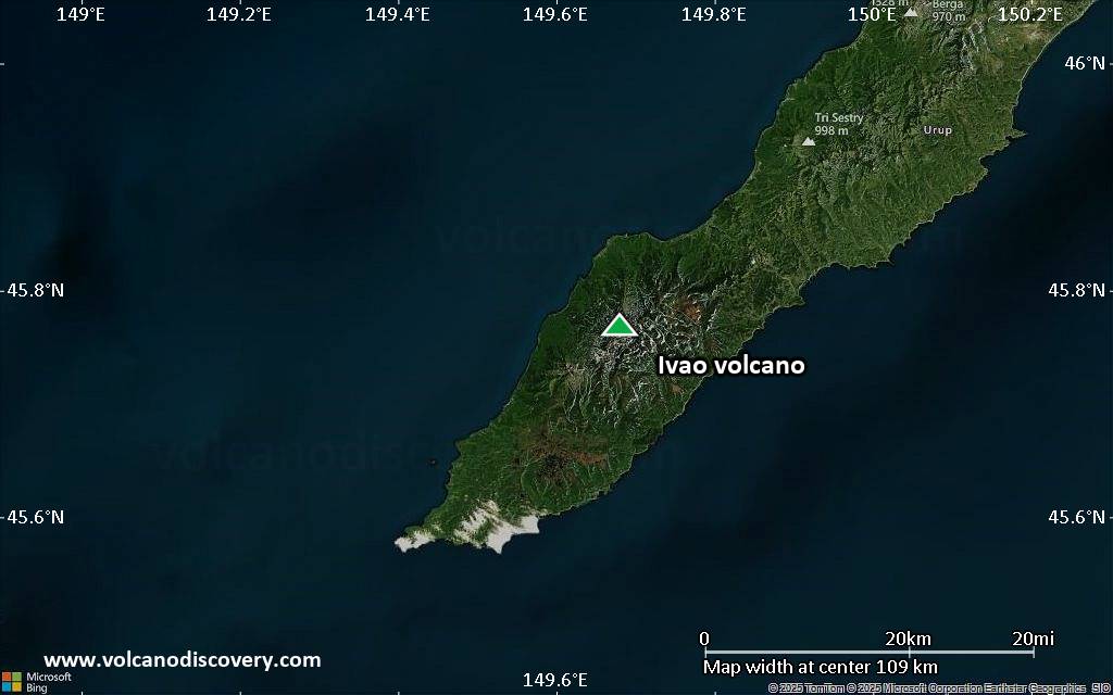 Satellite/aerial-type map of Ivao volcano (local scale small)