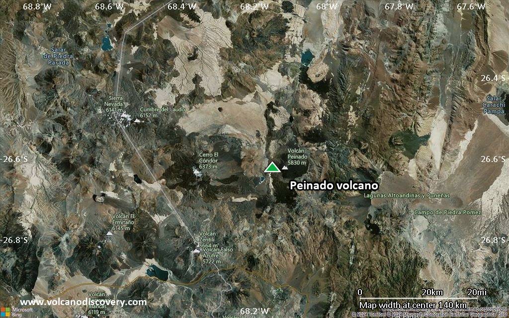 Satellite/aerial-type map of Peinado volcano (local scale small)