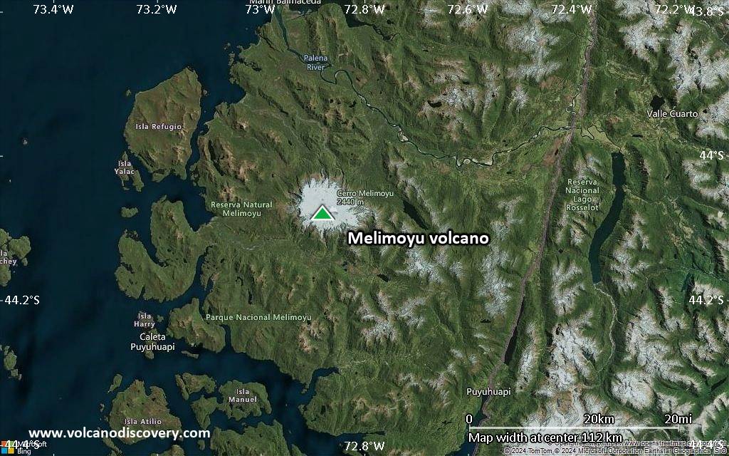 Satellite/aerial-type map of Melimoyu volcano (local scale small)
