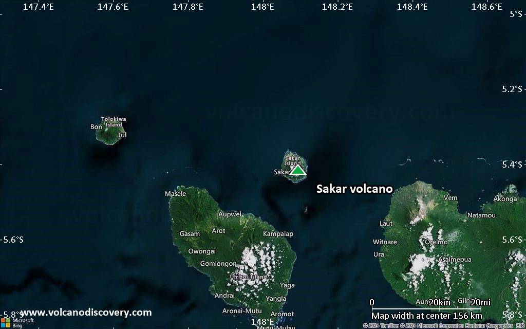 Satellite/aerial-type map of Sakar volcano (local scale small)