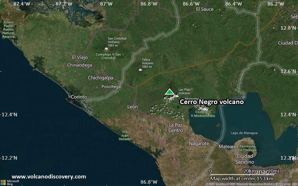 Satellite/aerial-type map of Cerro Negro volcano (local scale small)